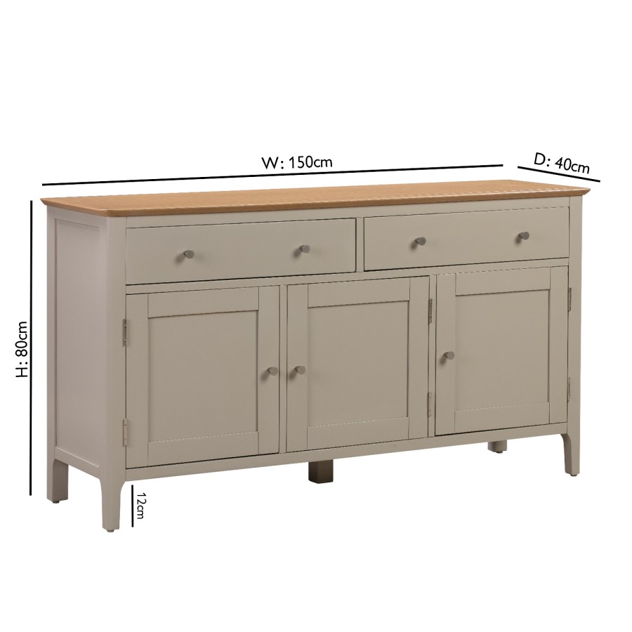GRADE A2 - Large Grey & Oak Sideboard with Storage - Adeline