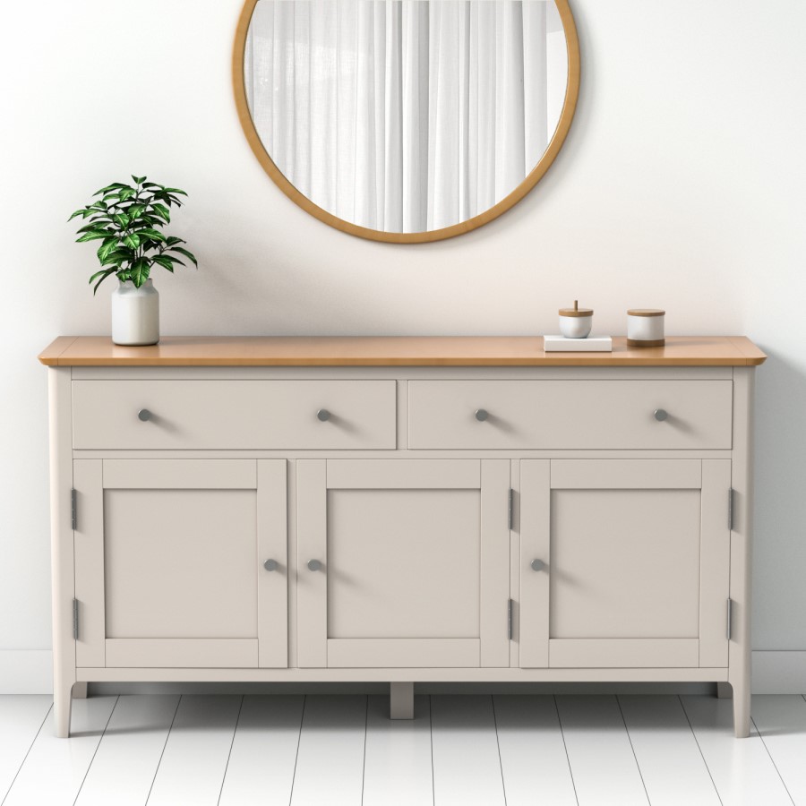 GRADE A2 - Large Grey & Oak Sideboard with Storage - Adeline