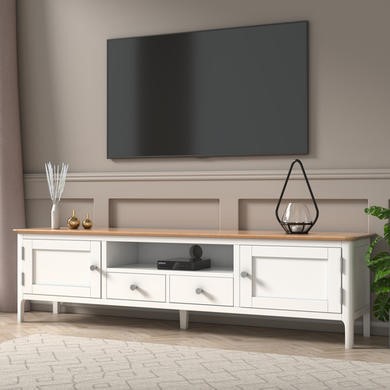 white solid wood tv unit