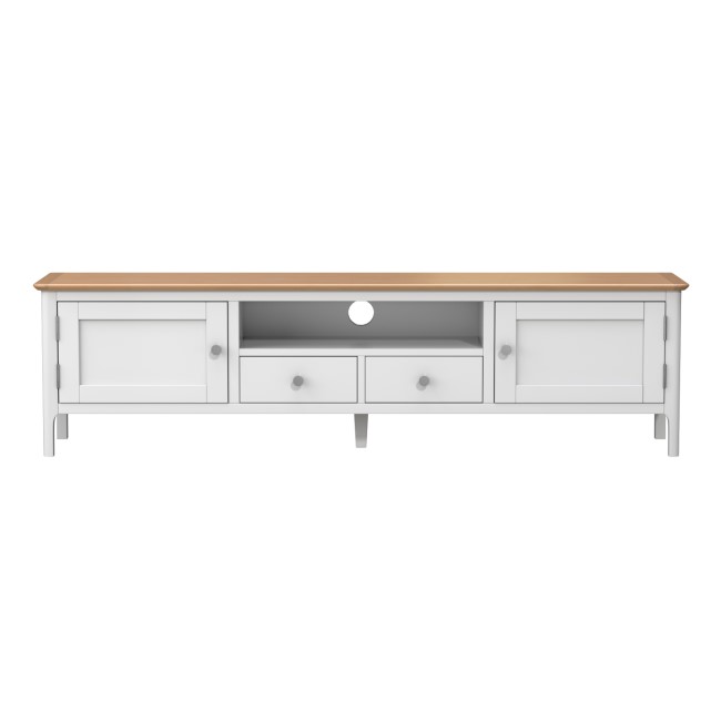 Large White Solid Wood TV Unit with Storage - TV's up to 77" - Adeline