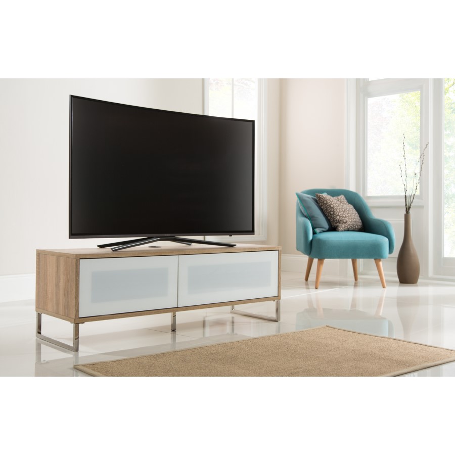 Alphason ADHE-1200LO Helium Light Oak TV Cabinet for up to 55" TVs