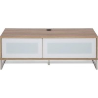 Helium Wall Mounted TV Unit in Oak with White Infra Red Friendly Doors
