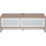 Helium Wall Mounted TV Unit in Oak with White Infra Red Friendly Doors