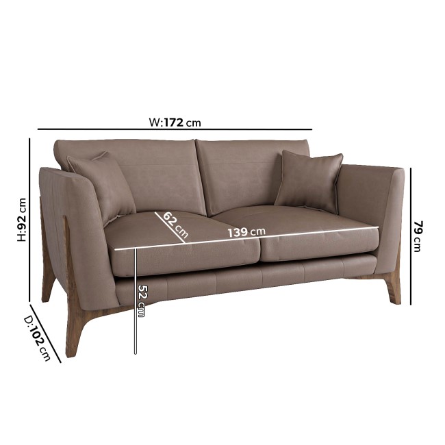 Mink Leather 2 Seater Sofa - Adley