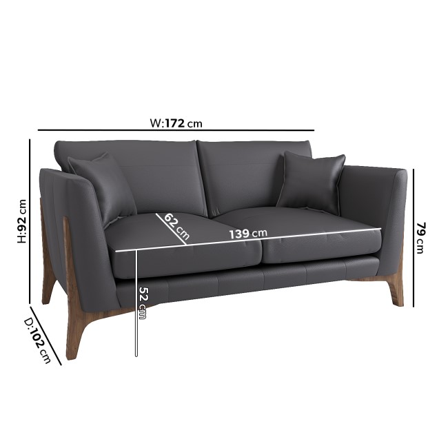 Grey Leather 2 Seater Sofa - Adley