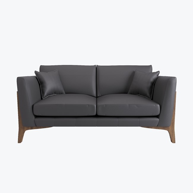 Grey Leather 2 Seater Sofa - Adley