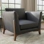 Leather Mid Century Armchair in Grey - Adley