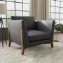 Leather Mid Century Armchair in Grey - Adley