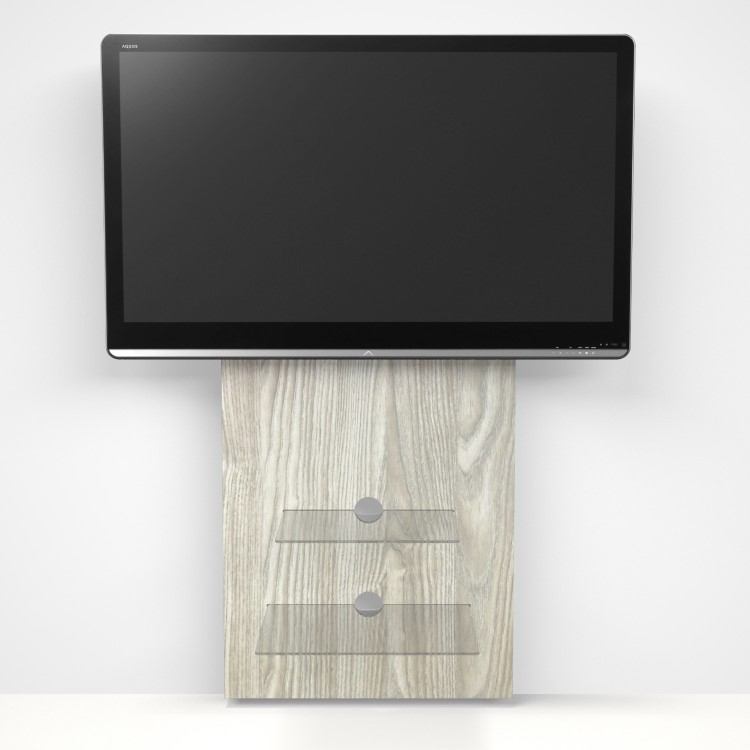 Wall Mounted TV Unit in Light Oak - TV's up to 80"