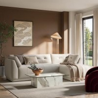 Right Hand Chaise Sofa in Beige - Arden
