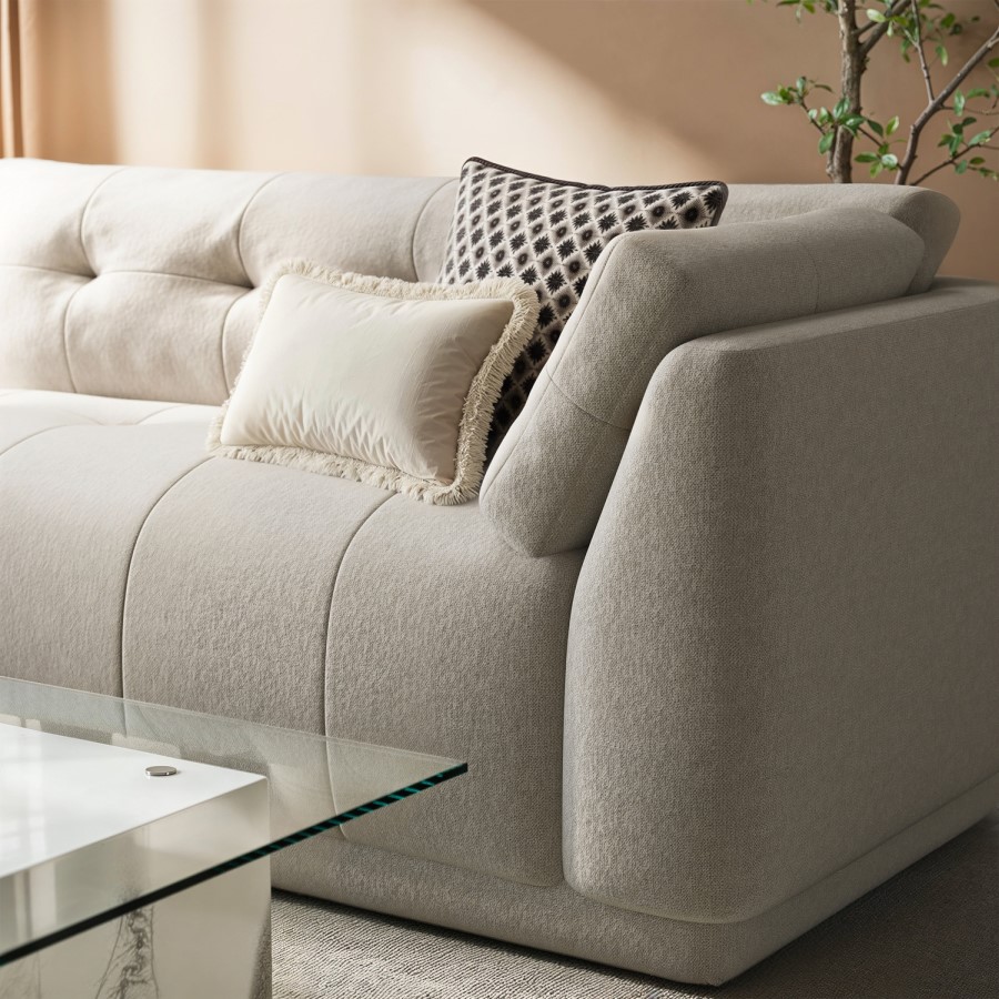Left Hand Chaise Sofa in Beige - Arden