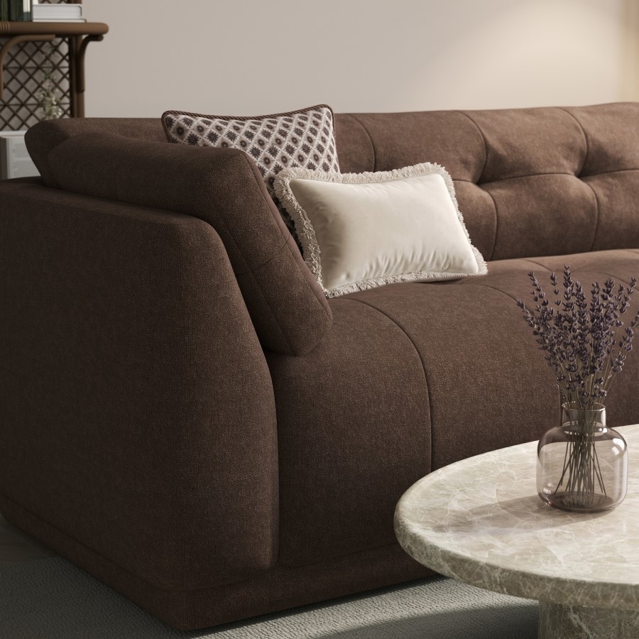 Right Hand Chaise Sofa in Brown - Arden