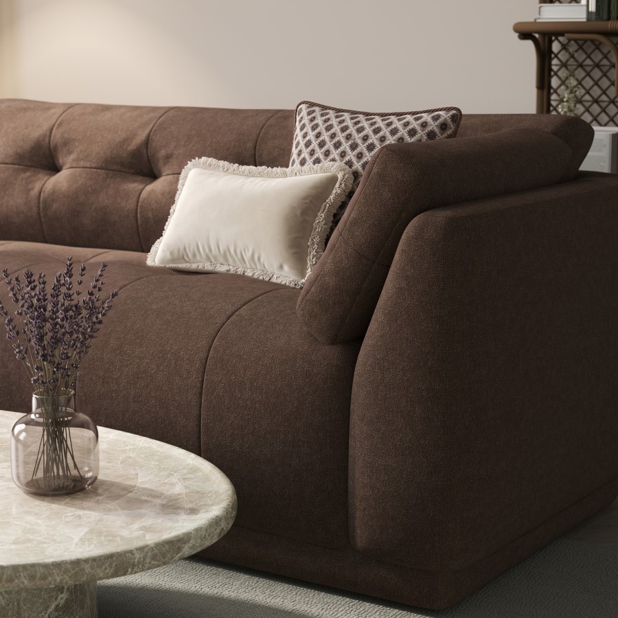 Left Hand Chaise Sofa in Brown - Arden