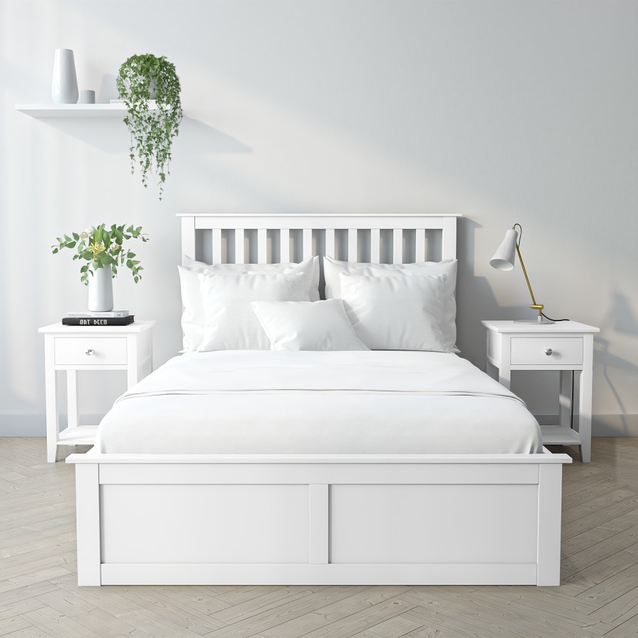 GRADE A1 - White Wooden Small Double Ottoman Bed - Anderson