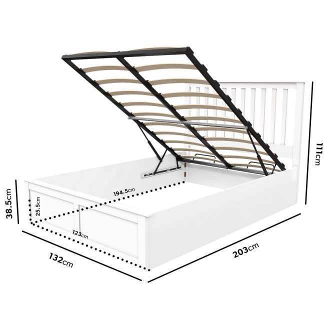 White Wooden Small Double Ottoman Bed - Anderson