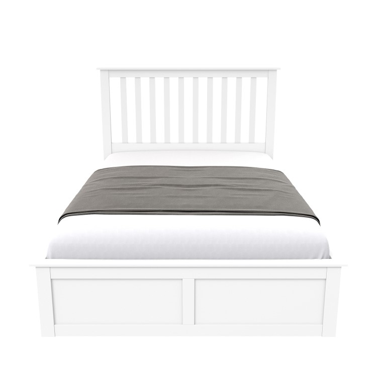 White Wooden Double Ottoman Bed - Anderson