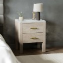 AEE001 Solid Wood Marble Top Wide 2-Drawer Bedside Table - Alessio
