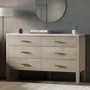 Wide Solid Wood  Marble Top Chest of 6 Drawers - Alessio