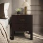 Dark Wood 2 Drawer Bedside Table with Marble Top - Alessio