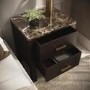 Dark Wood 2 Drawer Bedside Table with Marble Top - Alessio