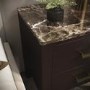 Dark Wood 2 Drawer Bedside Table with Marble Top - Alessio