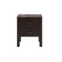 Dark Wood 2 Drawer Bedside Table with Marble Top - Alessio