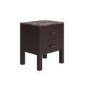 Dark Wood 2 Drawer Bedside Table with Marble Top - Alessio