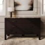 Wide Dark Wood Chest of 6 Drawers with Marble Top - Alessio