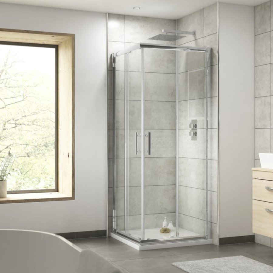 900 x 900 Corner Entry Sliding Shower Enclosure - 6mm Glass - Fiji