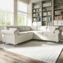 High Back 4 Seater Corner Sofa in Beige Woven Fabric - Aoife