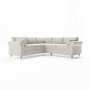 High Back 4 Seater Corner Sofa in Beige Woven Fabric - Aoife