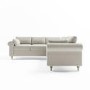 High Back 4 Seater Corner Sofa in Beige Woven Fabric - Aoife