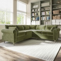 Olive Green Velvet Corner Sofa - Seats 4 - Aoife