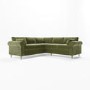 Olive Green Velvet Corner Sofa - Seats 4 - Aoife