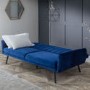 3 Seater Click-Clack Sofa Bed in Blue Velvet - Afina