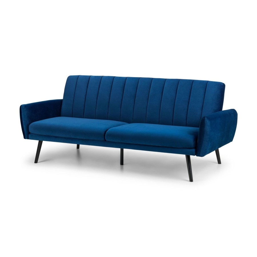 3 Seater Click-Clack Sofa Bed in Blue Velvet - Afina