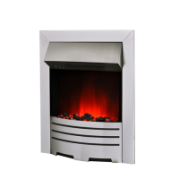 AmberGlo Electric Fireplace Insert in Brushed Steel with Coal/Pebble Fuel Bed
