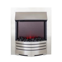 GRADE A1 - AmberGlo Modern Electric Fireplace Insert in Brushed Steel with Coals
