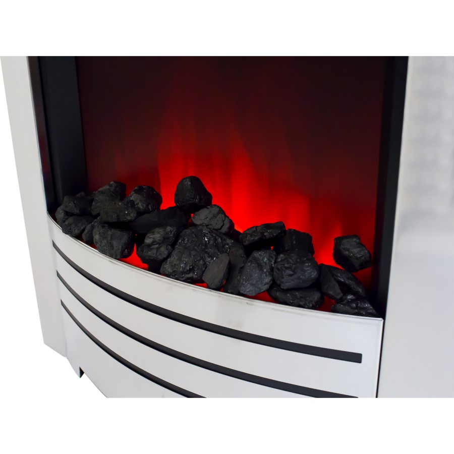GRADE A1 - AmberGlo Modern Electric Fireplace Insert in Brushed Steel with Coals
