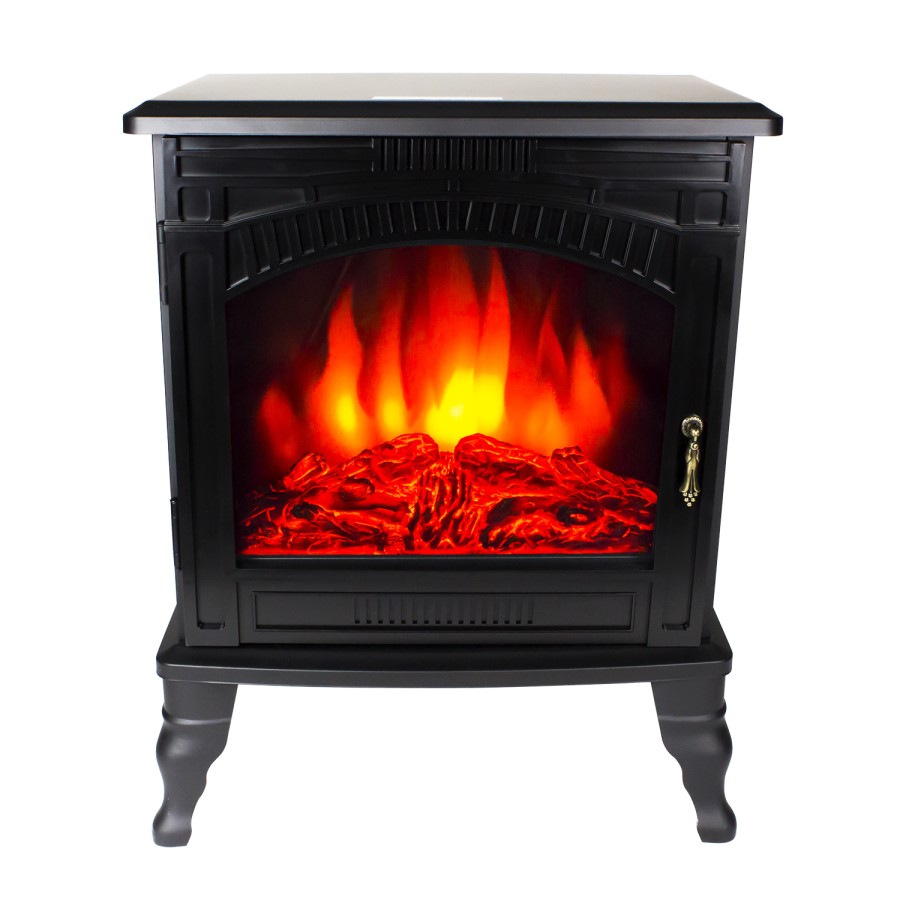 GRADE A1 - AmberGlo Large Electric Wood Burning Stove Fire - Black