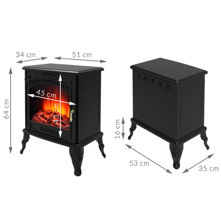 GRADE A1 - AmberGlo Large Electric Wood Burning Stove Fire - Black