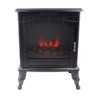 GRADE A1 - AmberGlo Large Electric Wood Burning Stove Fire - Black