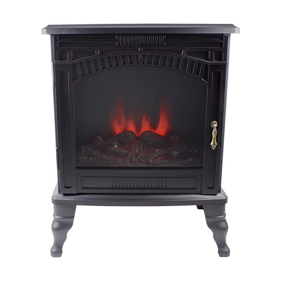 GRADE A1 - AmberGlo Large Electric Wood Burning Stove Fire - Black