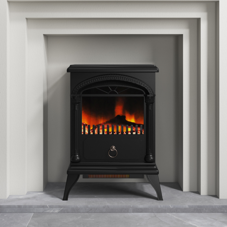 GRADE A1 - AmberGlo Electric Wood Burning Stove Fire - Black