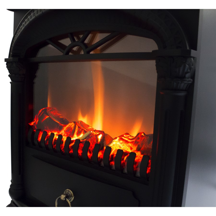 GRADE A1 - AmberGlo Electric Wood Burning Stove Fire - Black