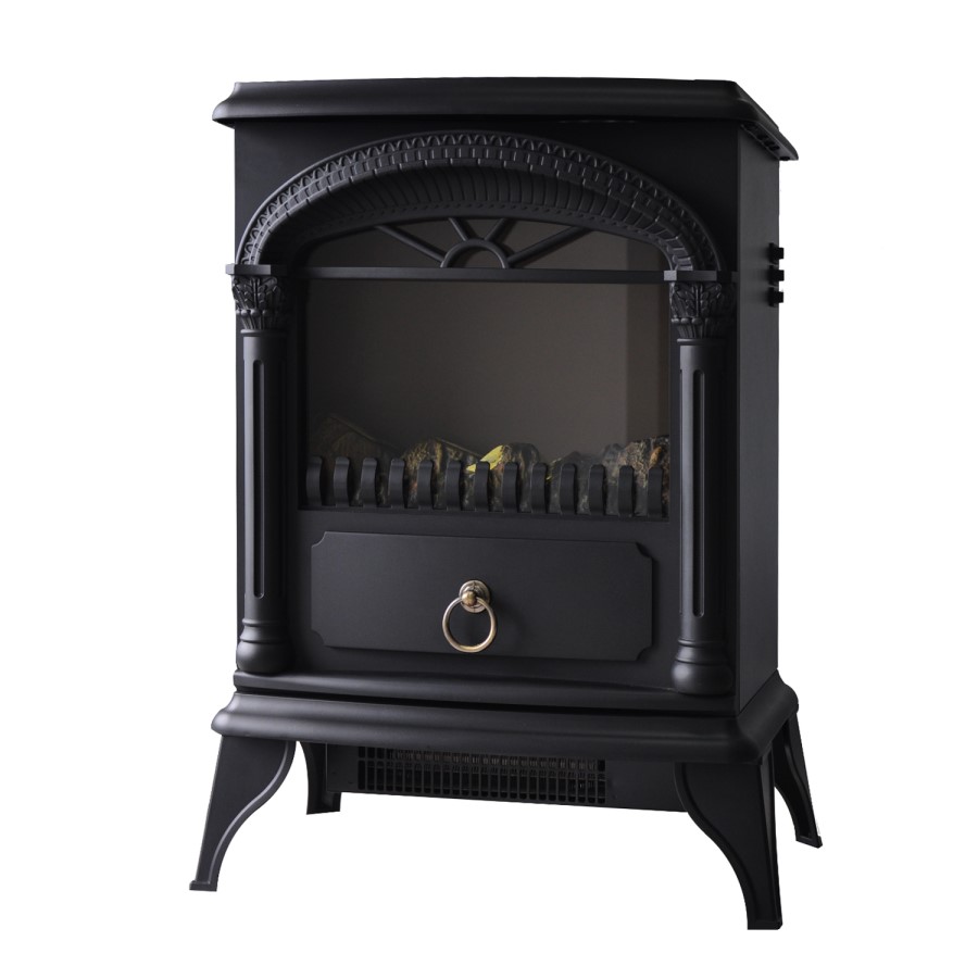 GRADE A1 - AmberGlo Electric Wood Burning Stove Fire - Black