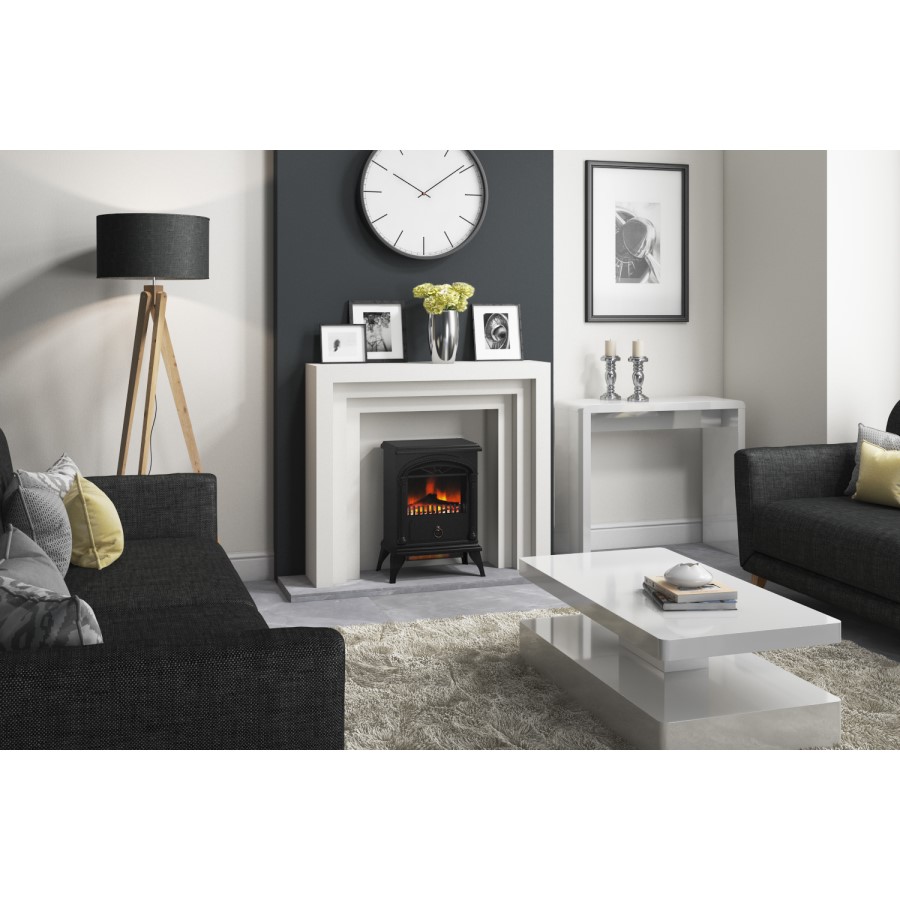 GRADE A1 - AmberGlo Electric Wood Burning Stove Fire - Black
