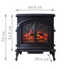 GRADE A1 - AmberGlo Large Double Door Electric Stove in Black with Log Effect Fuel Bed