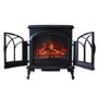 GRADE A3 - AmberGlo Large Electric Stove Fire in Black with Double Doors & Log Fuel Bed