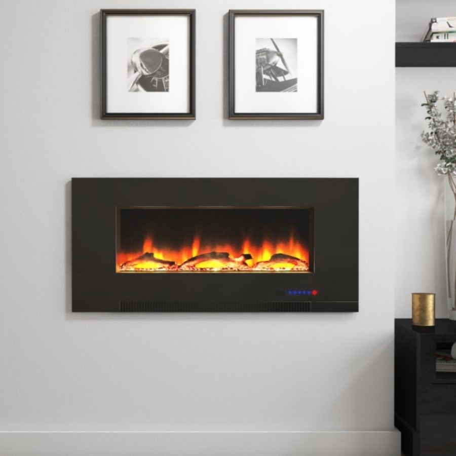 GRADE A1 - AmberGlo Wall Hanging Electric Fire with LED Light Effect